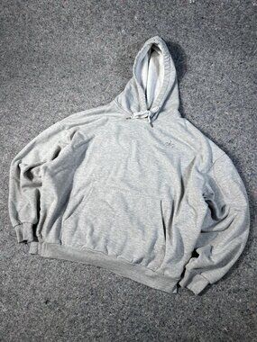 Alo Yoga Men's Heavyweight Fleece Hoodie Grey Size Large Boxy Fit Pullover